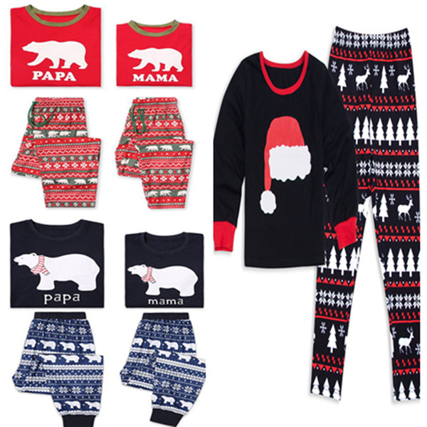 Christmas Kids Adult Family Pajamas Set Xmas Tree Elk Snowflakes Bear Print Sleepwear Autumn Nightwear Bedgown Cotton Sleep Homewear Suit