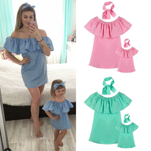 Fashion Family Matching Clothes Mother Daughter Dresses Women Chiffon Dress Baby Girl Mini Dress Mom Baby Girl Party Clothes