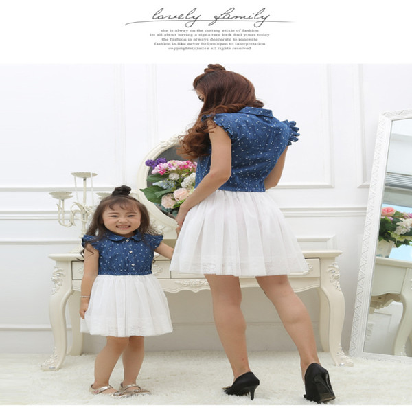 Mother Daughter Dresses 2017 Summer Family Clothing Mom and Daughter Dress Family Matching Outfits Dress for Kids and Women Gift