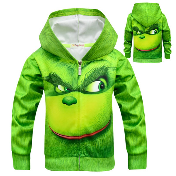 Fashion Coat Boys Girls How the Grinch Stole Christmas hoodie jacket New Children Cartoon grinch Long sleeves t shirt Hoodies Kid Clothing