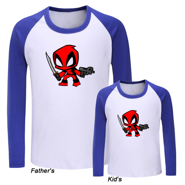 New Marvel Comics Deadpool Design Family Day T-shirts Mens Printing Raglan T shirt Womens Graphic Tee Kids Children Tshirt Tops