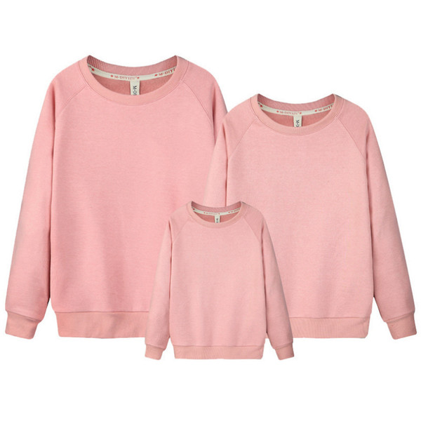 New Family Matching Clothes Solid Mother Daughter Sweater Father Son Outfits Cotton Casual Long Sleeve Pullover Family Clothing