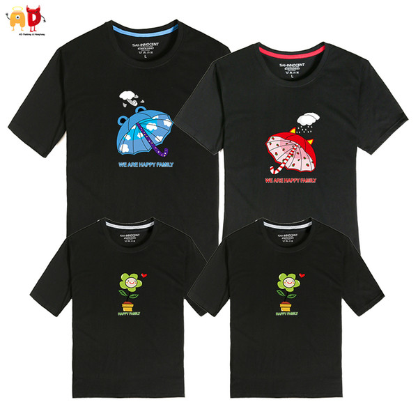 good quality 1PCS Umbrella Father Mother Father and Son Summer T-shirts Family Matching T-shirts Children's Clothing Clothes