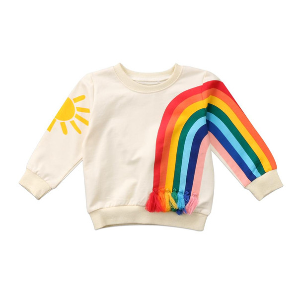 Baby Girl Kid Tassel Rainbow Sunshine T-Shirt Clothes Blouse Sweats Sweatshirt Cardigan Size 2-6T