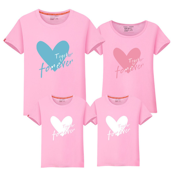 Family Look Loving heart Mom and Me Clothes Casual Short Sleeve Matching Family Clothing Sets Mother Daughter Father Son t shirts wholesale