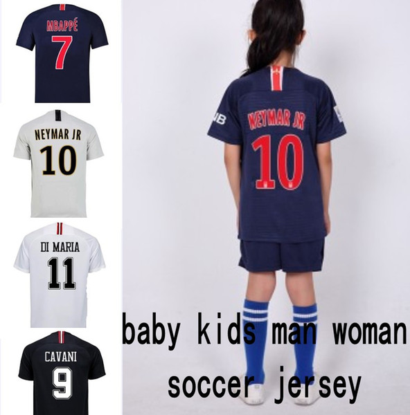 Kids designer clothes 18/19 psg soccer jersey CAVANI MBAPPE DI MARIA NEYMAR JR baby boy girl adult Maillot De Foot Football jerseys