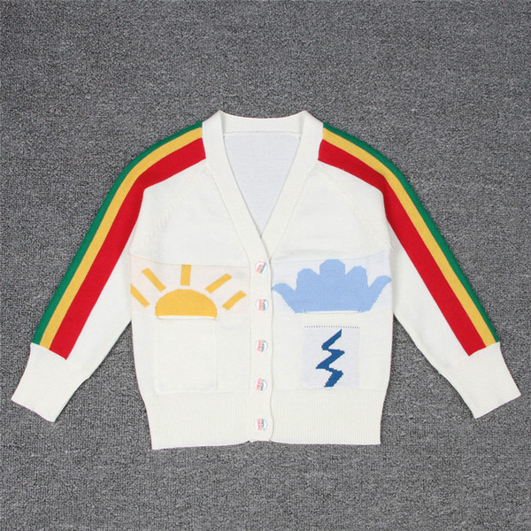 Mother Daughter Clothing Mom and Baby Cardigan Sweater Fashion Rainbow Women Girls Sweaters Family Matching Outfits Adult Kids Clothing 892