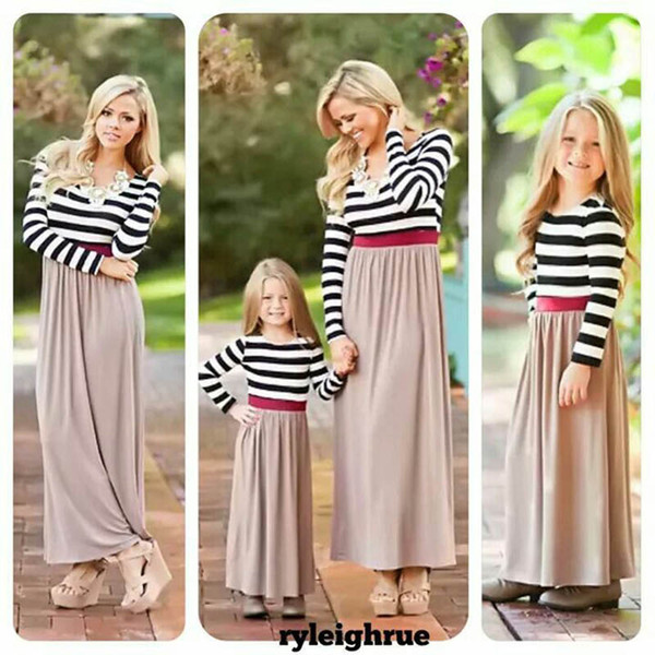 mommy and daughter matching dresses stripe Mother and Daughter Dresses family matching outfits mother baby daughter matching dresses A4831