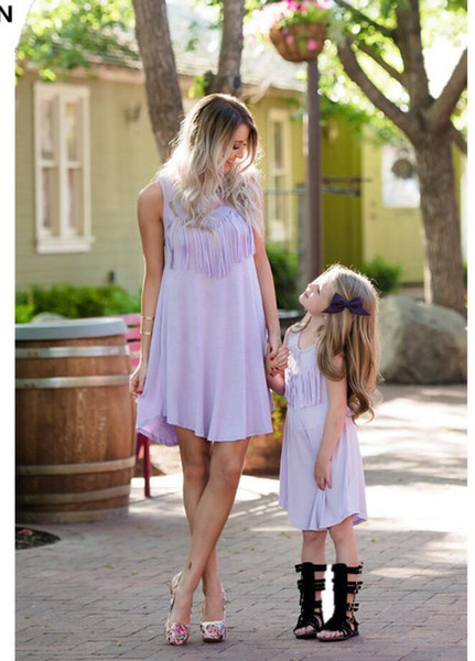 Mother Daughter Dresses Baby Girl Wedding Princess Dress Mommy and Me Clothes Elegant Tassel Love Mama Mum and Daughter Clothes