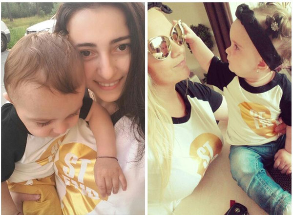 Mom and Kid Clothes Family Tshirt Mom Kid Matching T Shirt Fashion Letters golden parent-child outfit hot summer cotton T-shirt ins detonat