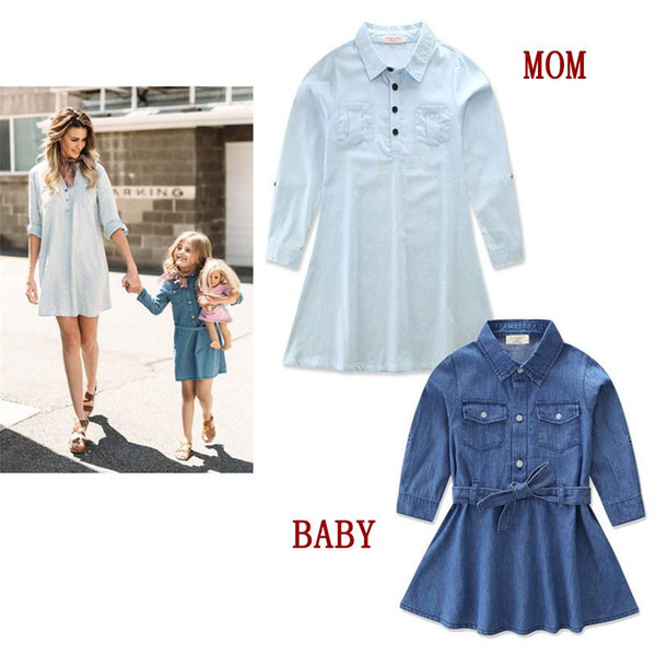 Mother daughter dresses summer stlye family look clothing mom and daughter dress the cowboy baby mm clothes mommy and me clothes