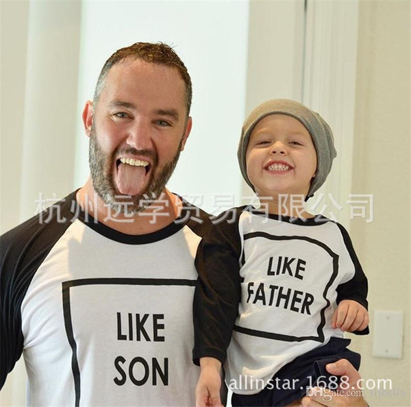 Father and Son Clothes Family Tshirt Matching T Shirt Fashion Black and white color matching printed letters family clothing