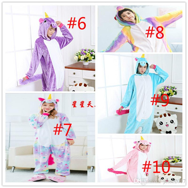 New flannel thickening parent-child sleeper blue pink purple rainbow tianma cartoon animals