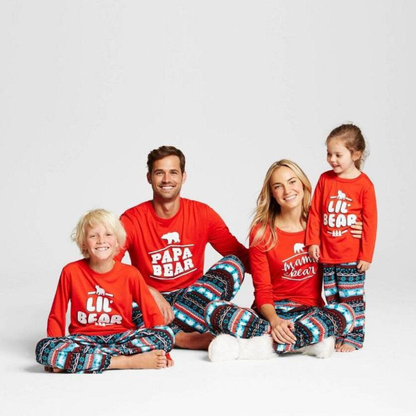 Family Christmas Pajamas Family Matching Clothes Mother Daughter Father Son Happy Bear New Year Family Look Sets