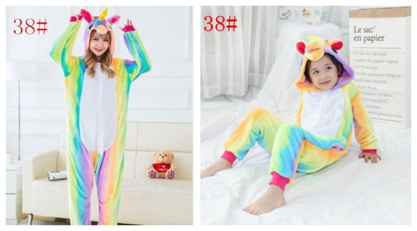 Autumn and Winter Pajama Sets Cartoon Sleepwear Family matching Pajama Flannel Animal Stitch Panda Rainbow Unicorn Tigger Pajama