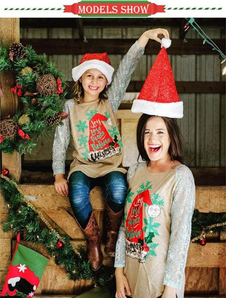 Sell like hot cakes comfortable lace long sleeve Christmas parent-child outfit