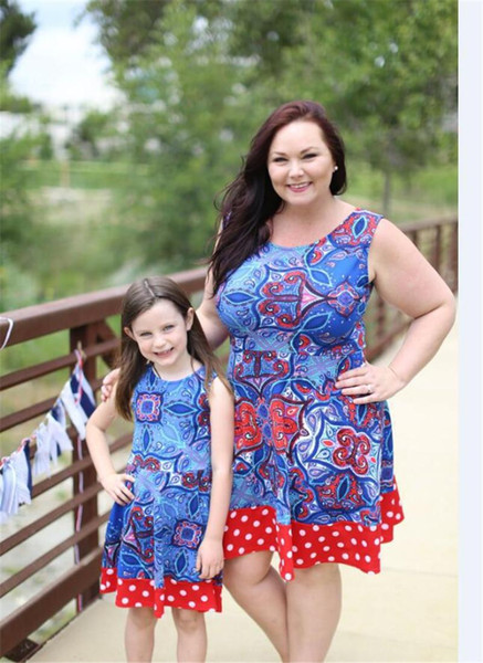 Family Matching Dress Outfits Newest Long Sleeve The big pendulum Mother And Daughter Clothes Mom Baby Casual Dresses