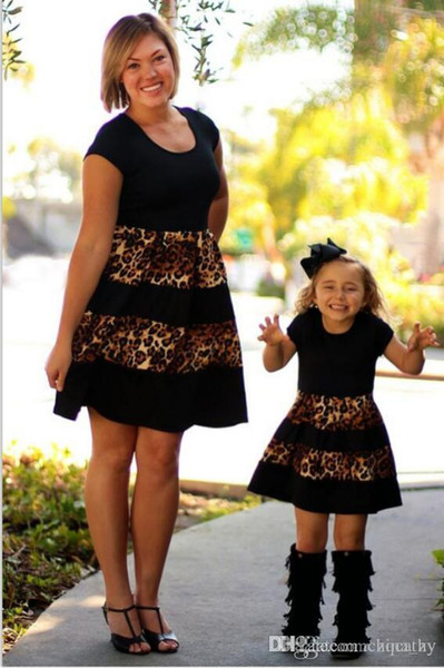 2017 Leopard Fashion mommy and me Family Matching Outfits mother and daughter clothes Mom and daughter dress family look