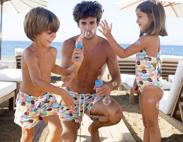 Mommy And Me Colorful Chocolate Swimsuit 2019 Family Matching Clothes Family Look Swimsuit Father Son Matching Clothes