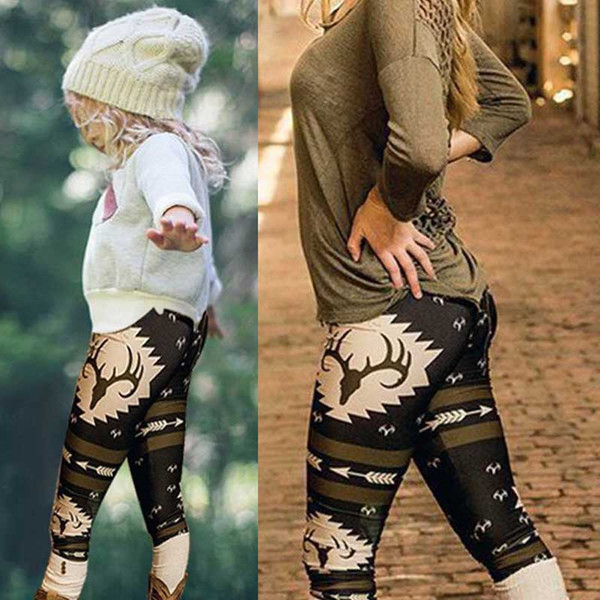 Family Christamas Leggings 2018 Family Xmas Matching Outfits Family Deers And Arrows Leggings Mother Daughter Christams Cartoon Print Pants