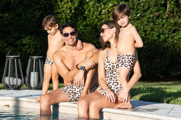 Mommy And Me Leopard Swimsuit 2019 Family Matching Clothes Family Look Swimsuit Father Son Shorts Matching Clothes