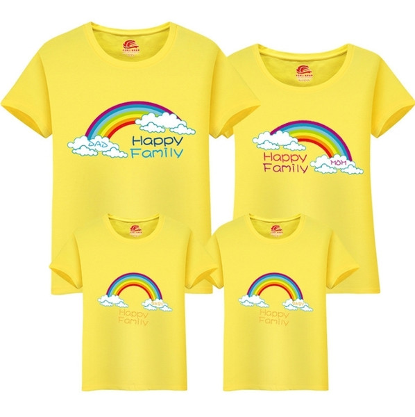 Family T-shirt Mom Dad Daughters Children 2019 New Cute O-neck T Shirt Family Cartoon Cotton Tops Matching Mother Clothing Fy052