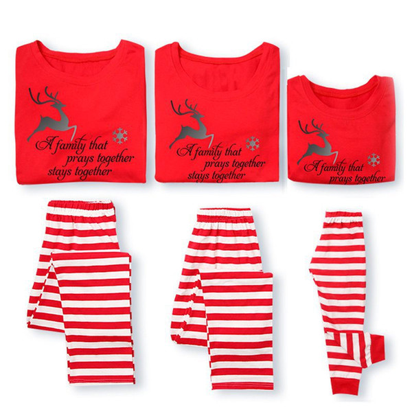 Christmas Matching Family Pajamas Elk Print Red Sleepwear Kid Adult XMAS Gifts Family Matching Outfits QZ05