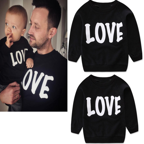 2019 new children's clothing parent-child wear spring and autumn gray black pink three-color letters casual long-sleeved shirt T-shirt