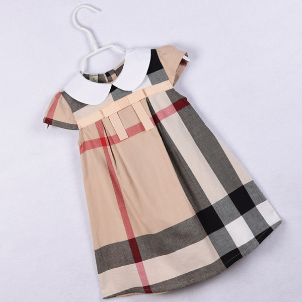 Famous Brand Plaid Kids Clothing Cap Sleeves Summer Baby Girl Clothes A-line Girl's Dresses Princess Dress Vestidos