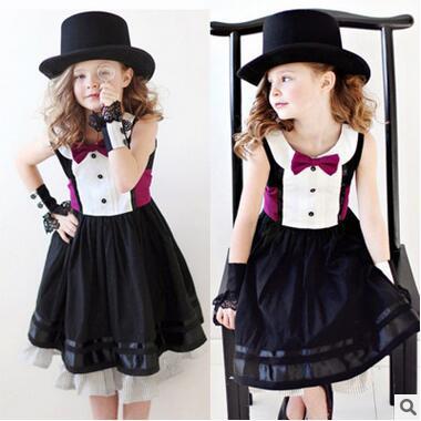 New Arrival Bow Tie Dress For Girls Kids Costumes Clothing Dress Children Jazz Dance Dress Performance Wear Cosplay Waitress Suits