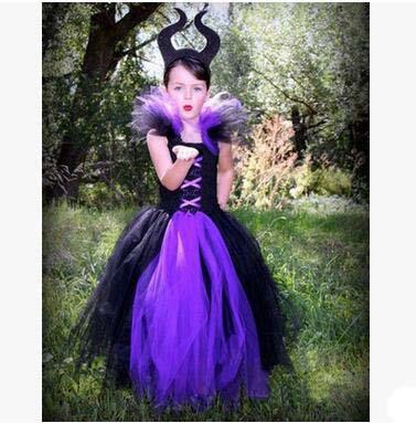 Halloween Clothing Evil Queen Children's Performance Dress Black Lace Long Dresses Girls Cosplay Costume Dress Into the Woods for Sale