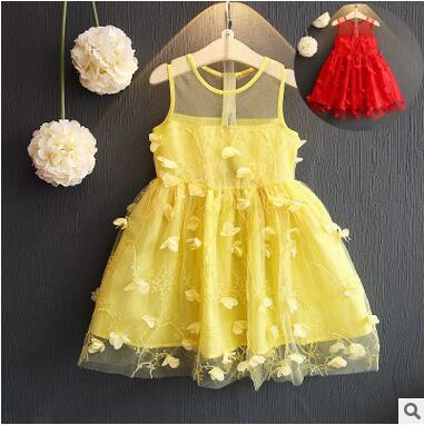 New Arrival Sleeveless Butterfly Dresses For Little Girl Lace Veil Dress Children Kids Princess Skirt Elegant Wedding Dress Discount