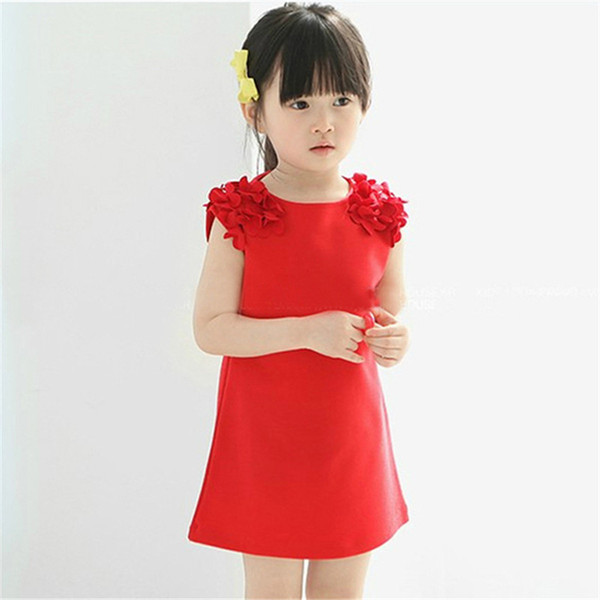 Summer Cute Toddler Baby Kid Girls Sleeveless Flower Princess Dress Tops Clothes