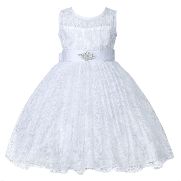 Girls Dress Lace Bow Silk Gauze Party Dress Children Sleeveless Wedding Bridesmaid Costume