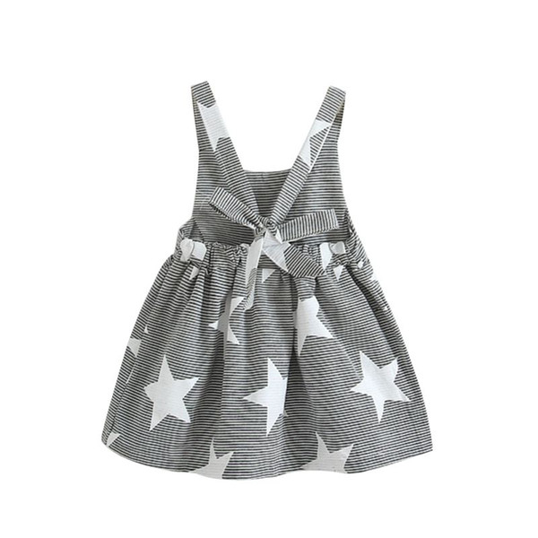 Summer Baby Girls Dress Kids Girls Sleeveless Beach Sundress Star Printed Stripe Party Dress