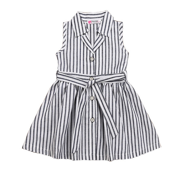 Summer Kids Girls Dress Sleeveless Striped Girl's Bow Party Dresses Girl Clothes