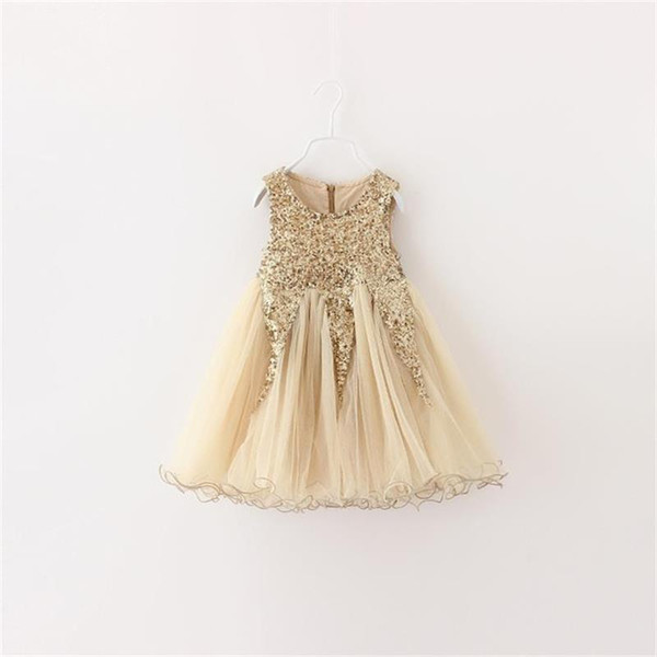 Toddler Girl Dress 2017 Brand Girls Kids Prom Party Dresses Gold Sequins Kids Clothing Dresses For Girls Special Occasion Wear