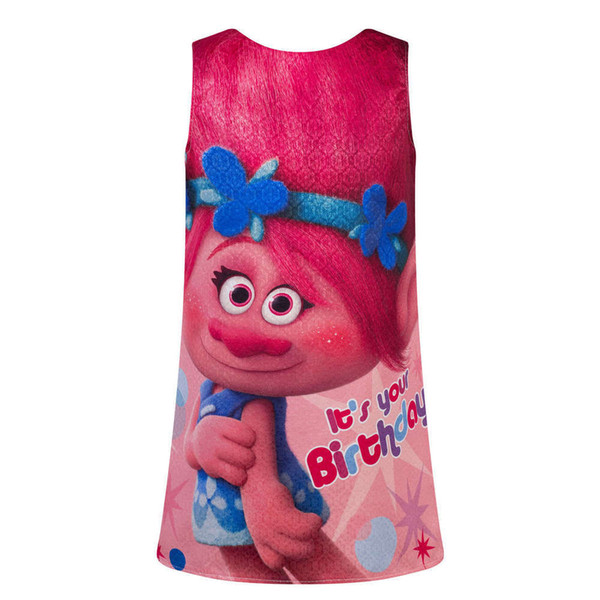 2017 New Summer Girl Dresses Sleeveless Cartoon Trolls Print Cartoon Kids Dress Children Costume Girls Dress H720