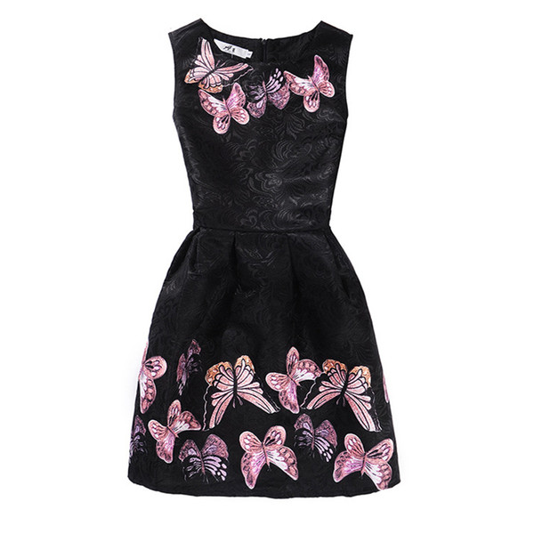 Summer Girls Dresses Butterfly Floral Print Teenagers Dress for Girls Clothes Formal Princess Party Dress Baby Kids Girl Vestido