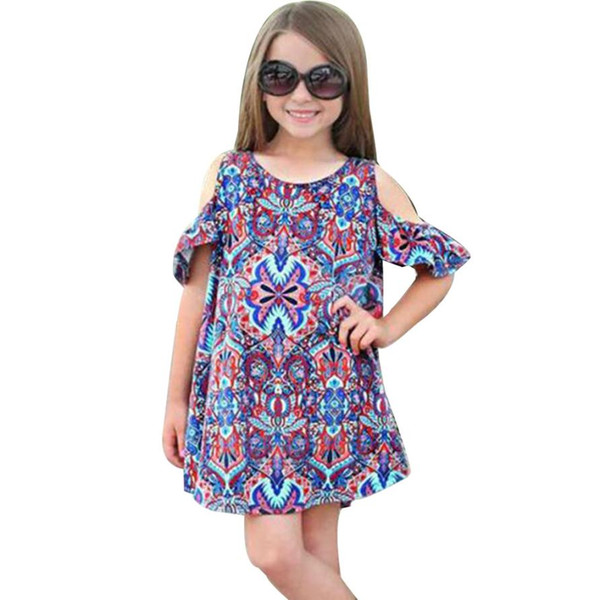 MUQGEW Summer Dress Baby Girls Dress Off Shoulder Print Bohemian Dress Kids Clothes Robe Fille Enfant Girls Dresses Summer