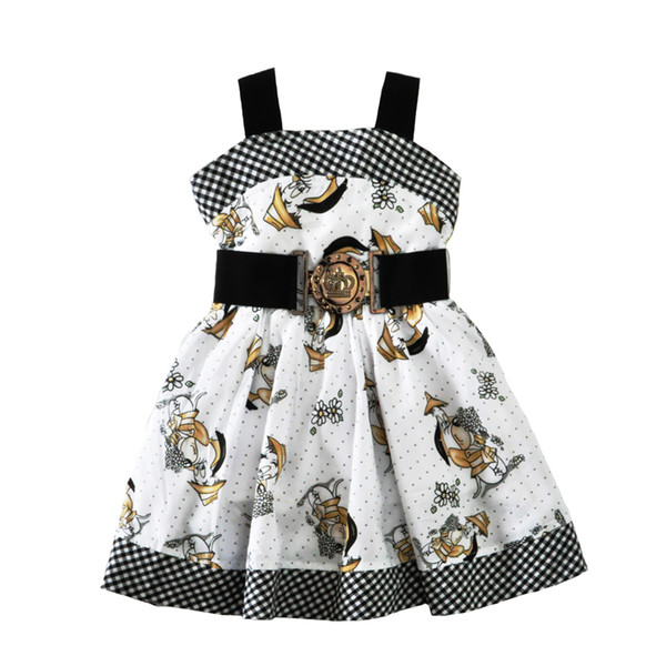 girl dress cartoon summer 2017 brand suspenders kids dresses for girl clothes fashion belt sleeveless dog pattern girl dresses