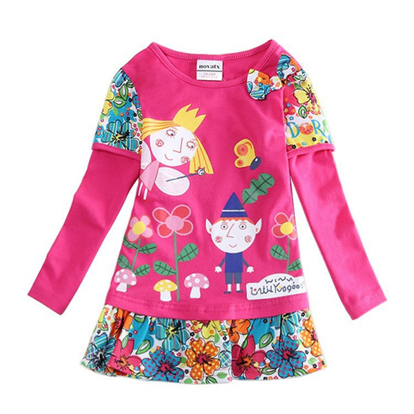 Size 2T-8T Ben And Holly Baby Girl Dress Kids Children Girls Dresses With Long Sleeve Cotton Nova Brand