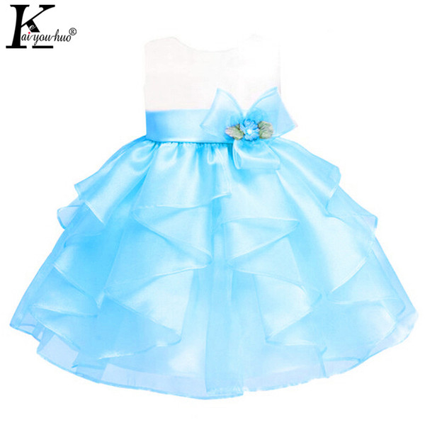 KEAIYOUHUO 2017 Girls Dress Sleeveless Sweet Princess Dress For Girls Summer Baby Girl Clothes Flowers Kids Costume Party Dress