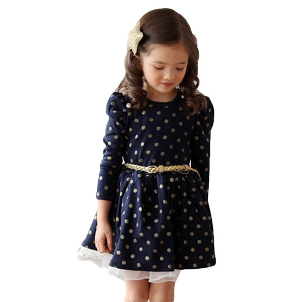 Winter Baby Dress for Girls Clothes 2017 Toddler Girls Dresses Long Sleeve Polka Dots Kids Birthday Party Dresses For Girls