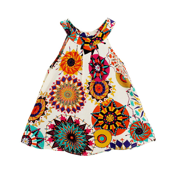 2016 New 2-7T Girl dress summer fashion printed dress baby girls dress cotton children's clothing dresses little girls