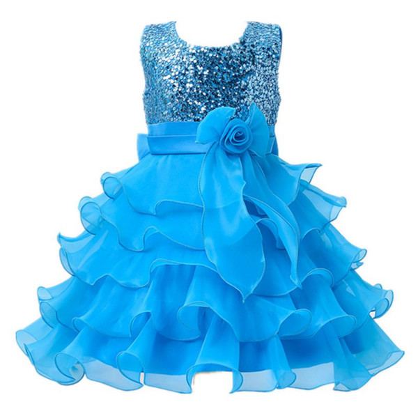 Princess Girl Dress Baby Girls Sequin Ruffles Tulle Flower Party Dress Formal Gown Wedding Birthday Dresses H3 A