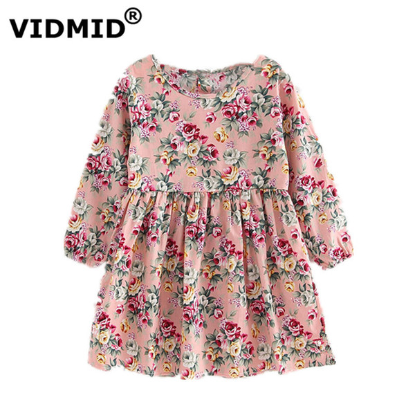 VIDMID Girls Dress 2017 New spring summer Girls Clothes flowers fruits Long Sleeves Cartoon for Kids baby Dresses 6002 08