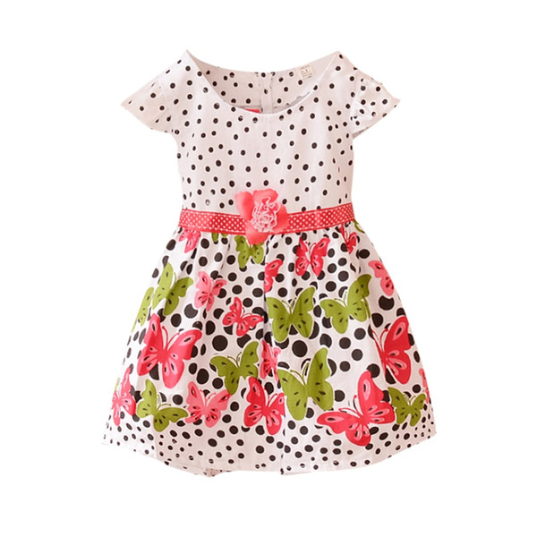 2-4Y Kid Baby Girls Dress Cute Polk Dots Butterfly Toddler Clothes Hot