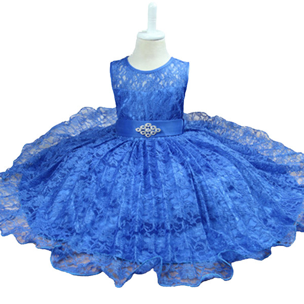 2017 New Summer Baby Girl Dresses Princess Kids Clothes Girls lace Chiffon Dress Summer Dress for Toddler Girls blue