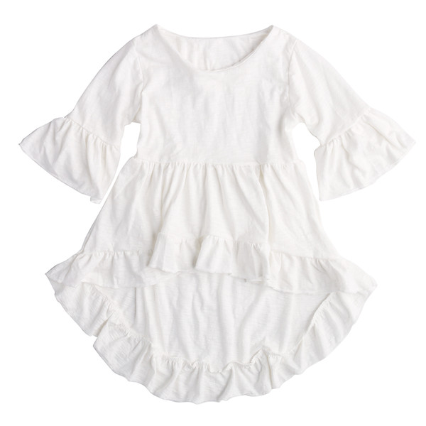 Baby Girl Dress Frills Flare Sleeve Top T-Shirt Party Ruffles Hem Dresses